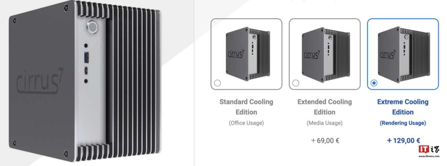 Cirrus7 Incus 被动散热迷你主机产品线获更新，引入锐龙 7 9700X 处理器