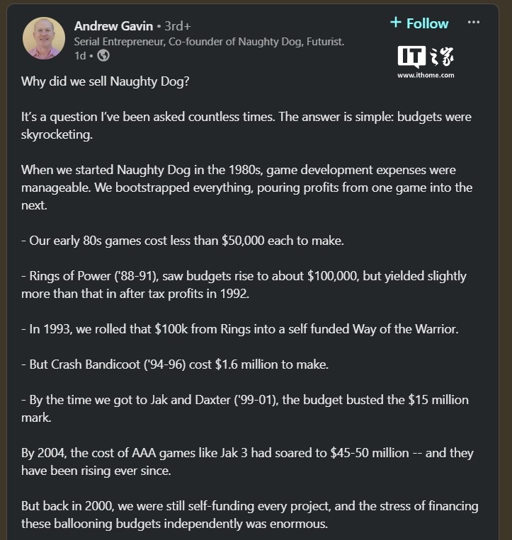 顽皮狗联合创始人：被索尼收购是工作室得以生存至今的关键