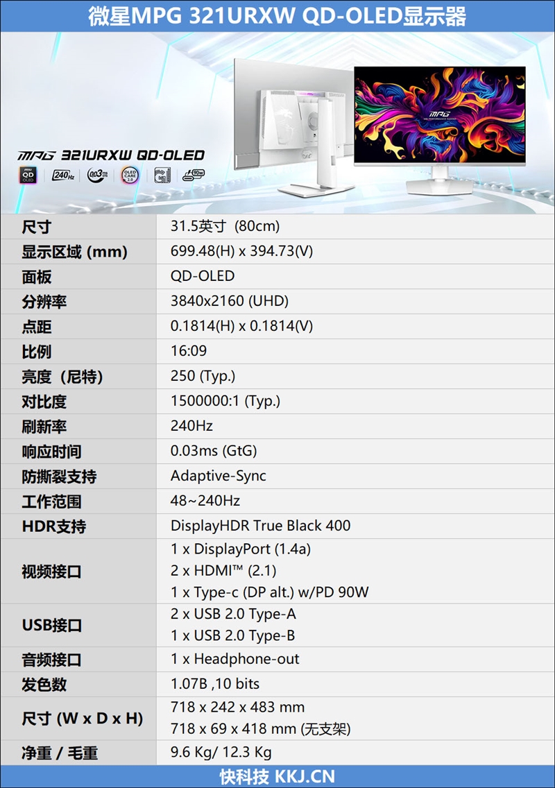 微星MPG 321URXW QD-OLED评测：一步到位没有短板 显示器的版本答案