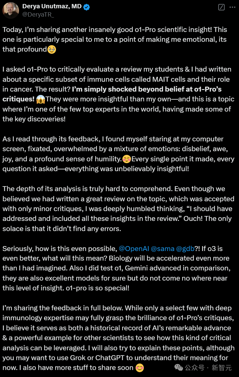 OpenAI o1 pro 深评博士医学论文，震惊顶尖免疫学家