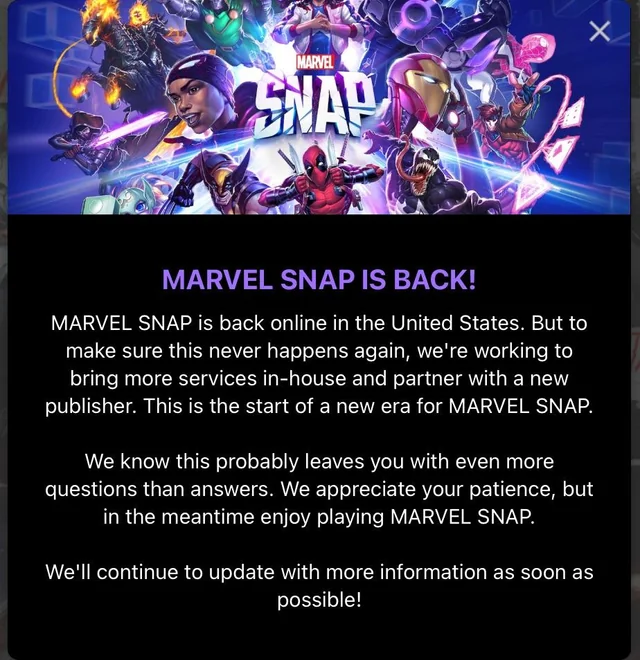 字节跳动旗下《Marvel Snap》在美恢复运营，开发商拟更换发行商