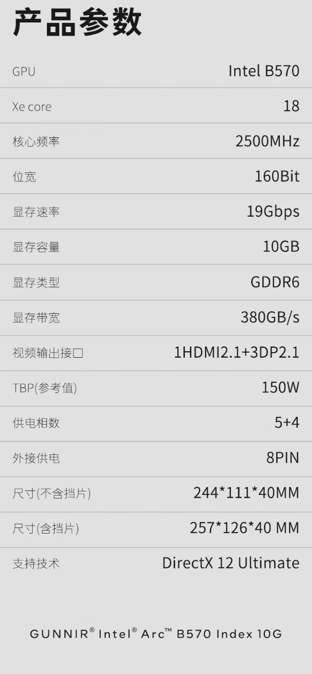 英特尔锐炫 B570 显卡上市：1799 元起，18 个 Xe2 核心、10GB 显存