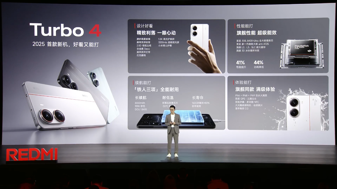 小米 REDMI Turbo 4 手机发布：首发天玑 8400-Ultra，售价 1999 元起