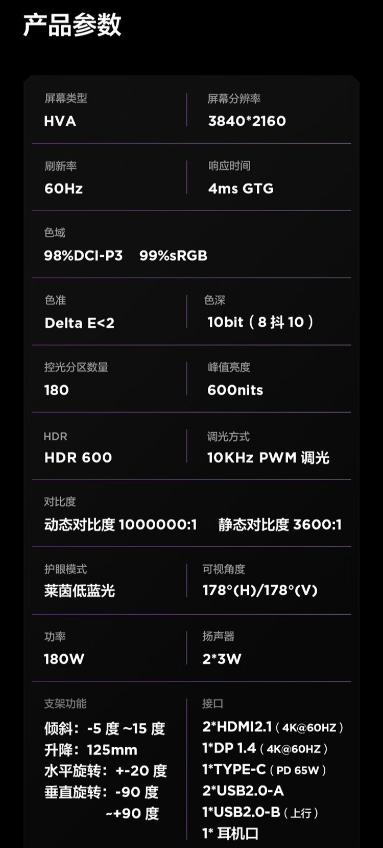 雷鸟 27 英寸显示器“U6”开售：分辨率 3840*2160、180 Mini LED 分区背光，1579 元