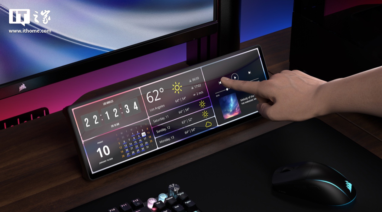 美商海盗船 CES 2025 推出 Xeneon Edge PC 副屏：可显示天气 / 硬件监控数据，249 美元