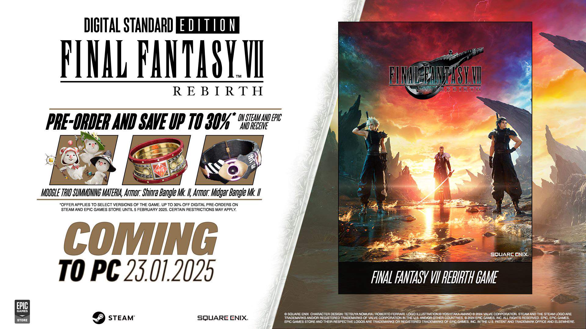 SE 游戏《最终幻想 7 重生》今日登陆 PC 平台，Steam 国区首发七折 312.2 元