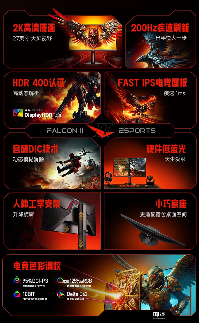 HKC“G27H2Pro”27 英寸显示器首销：2K 200Hz，1049 元