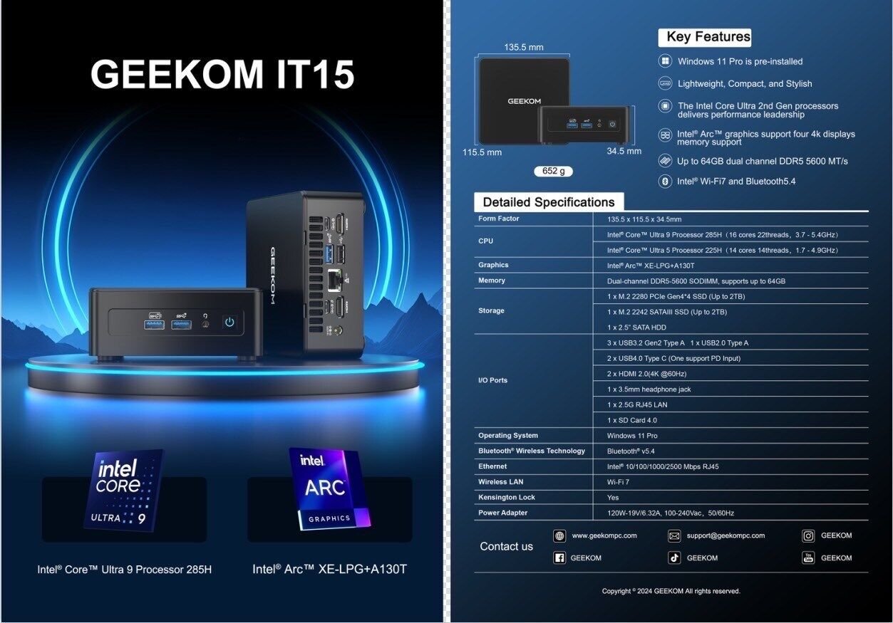 积核推出搭载英特尔酷睿 Ultra 200H 处理器的 IT2 Ultra 和 IT15 迷你主机