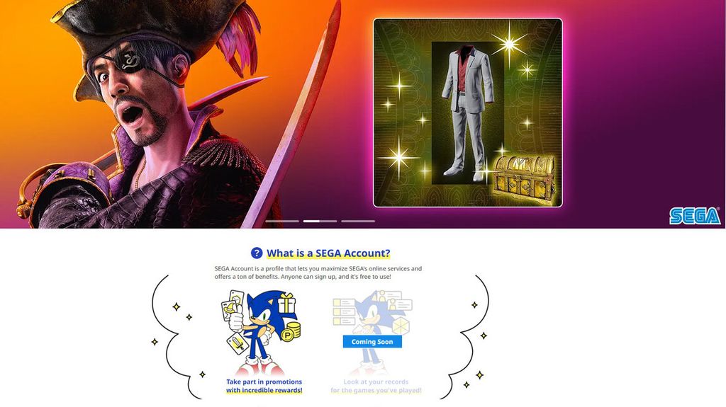 世嘉开放 SEGA Account 账号服务，3 月 7 日前注册可获“桐生”服装