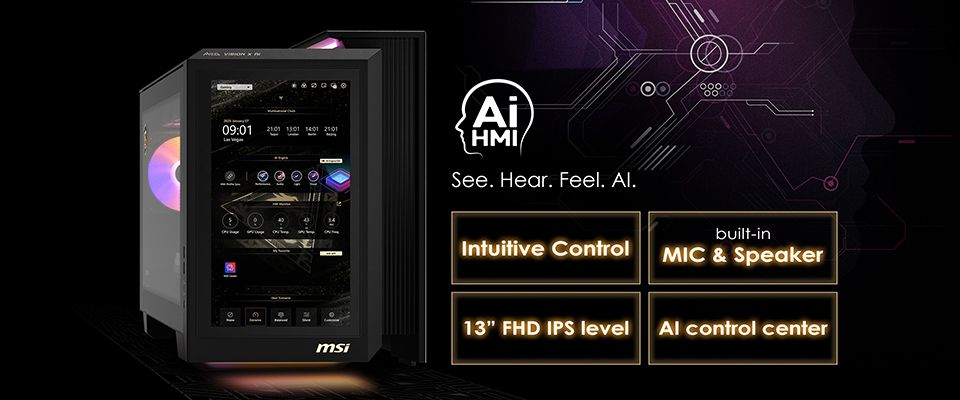 微星 AI 游戏台式机登场：RTX 50 系列显卡、13 英寸触控屏、支持 Wi-Fi 7