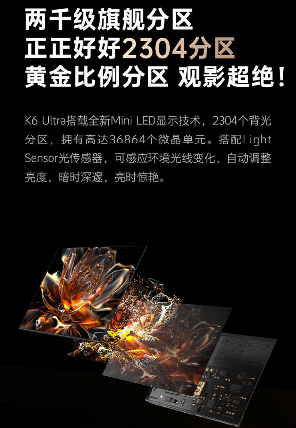 创维酷开 K6 Ultra「AI」Mini LED 电视开售：4000nits 亮度、288Hz 高刷，首发 5999 元起