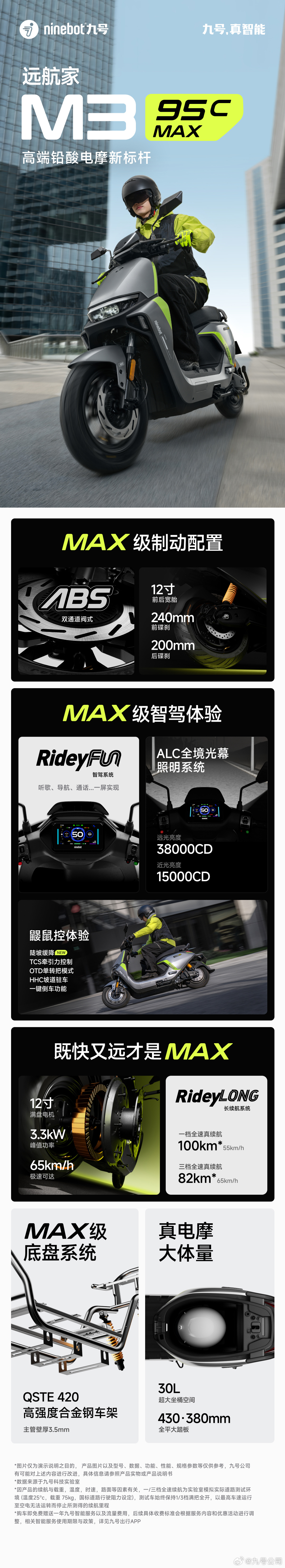 九号远航家 M3 系列电摩发布：极速 65km/h，6999 元起