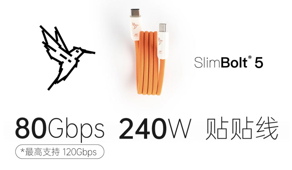 制糖工厂“贴贴线”数据线新增 80Gbps 速率“兼容雷电 5”版本，199 元