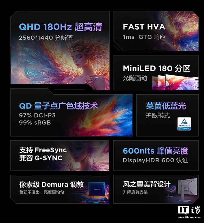 雷鸟 Q6 显示器开售：27 英寸 2K 180Hz、180 分区 Mini LED，1399 元