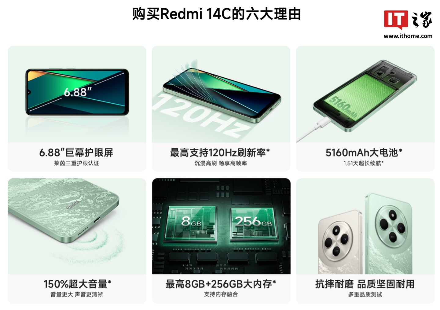 小米 REDMI 14C 手机今日首销：配 120Hz LCD 屏、侧边指纹，499 元起