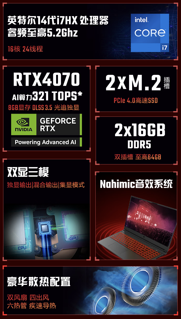 宏碁新暗影骑士・擎 6 笔记本 32G + 1T 版本开售：i7-14650HX + RTX4070，首发 8999 元