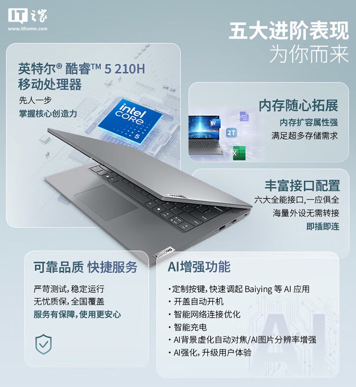 2025 款联想扬天 V14 酷睿版笔记本发布：酷睿 5-210H、1080P 屏，3999 元