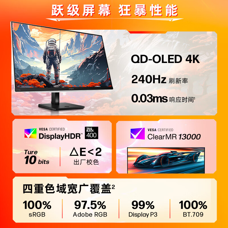 惠普推出暗影精灵 32 英寸 OLED 显示器：4K 240Hz、主动散热加四扬声器，9979 元