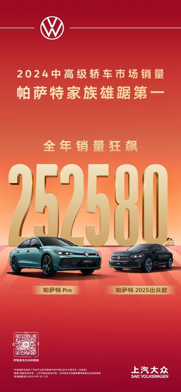蝉联合资单一品牌销冠！上汽大众2024年销量突破120万大关
