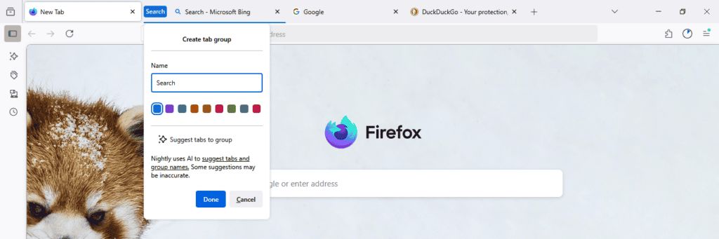 告别混乱标签页：火狐 Firefox 浏览器测试 AI 标签分组