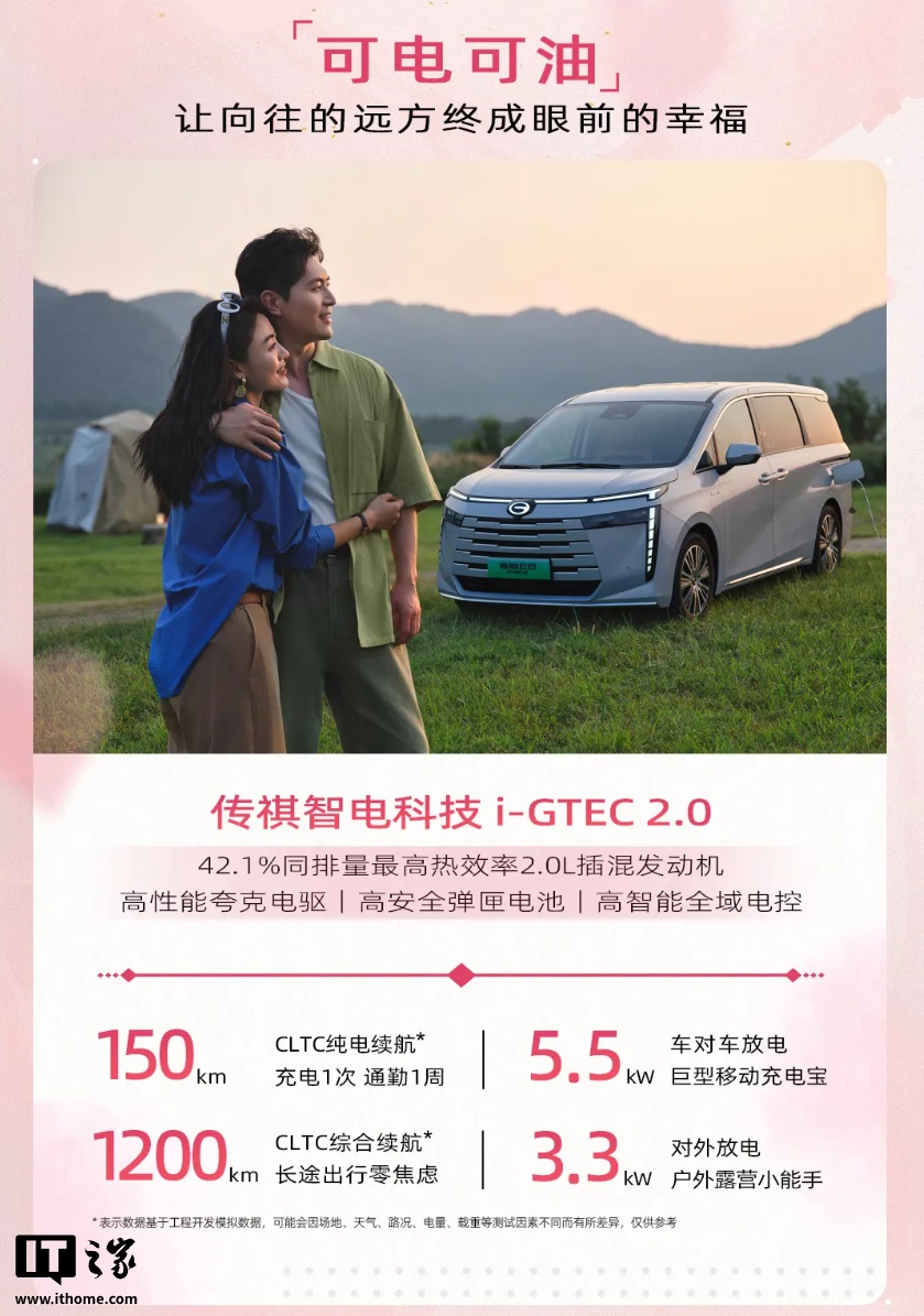 广汽传祺 E8 PRO+ MPV 汽车上市：可电可油、CLTC 综合续航 1200km，限时价 20.98 万元