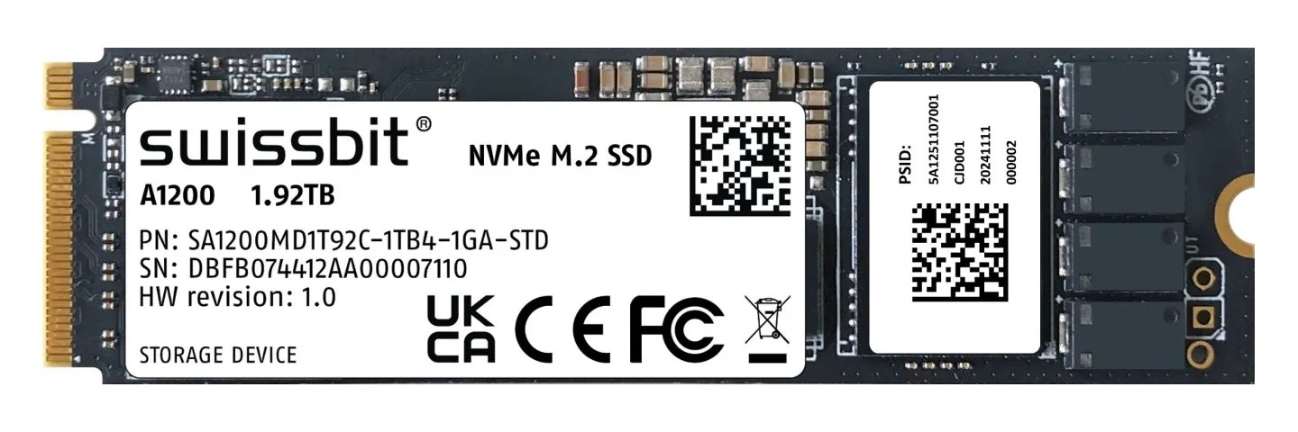 Swissbit 推出 PCIe 4.0 M.2 固态硬盘 A1200：eTLC 直写、1DWPD 耐久