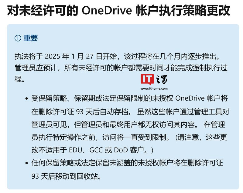 微软推进封堵商业版 OneDrive 存储“漏洞”，离职员工不再享数据“免费午餐”