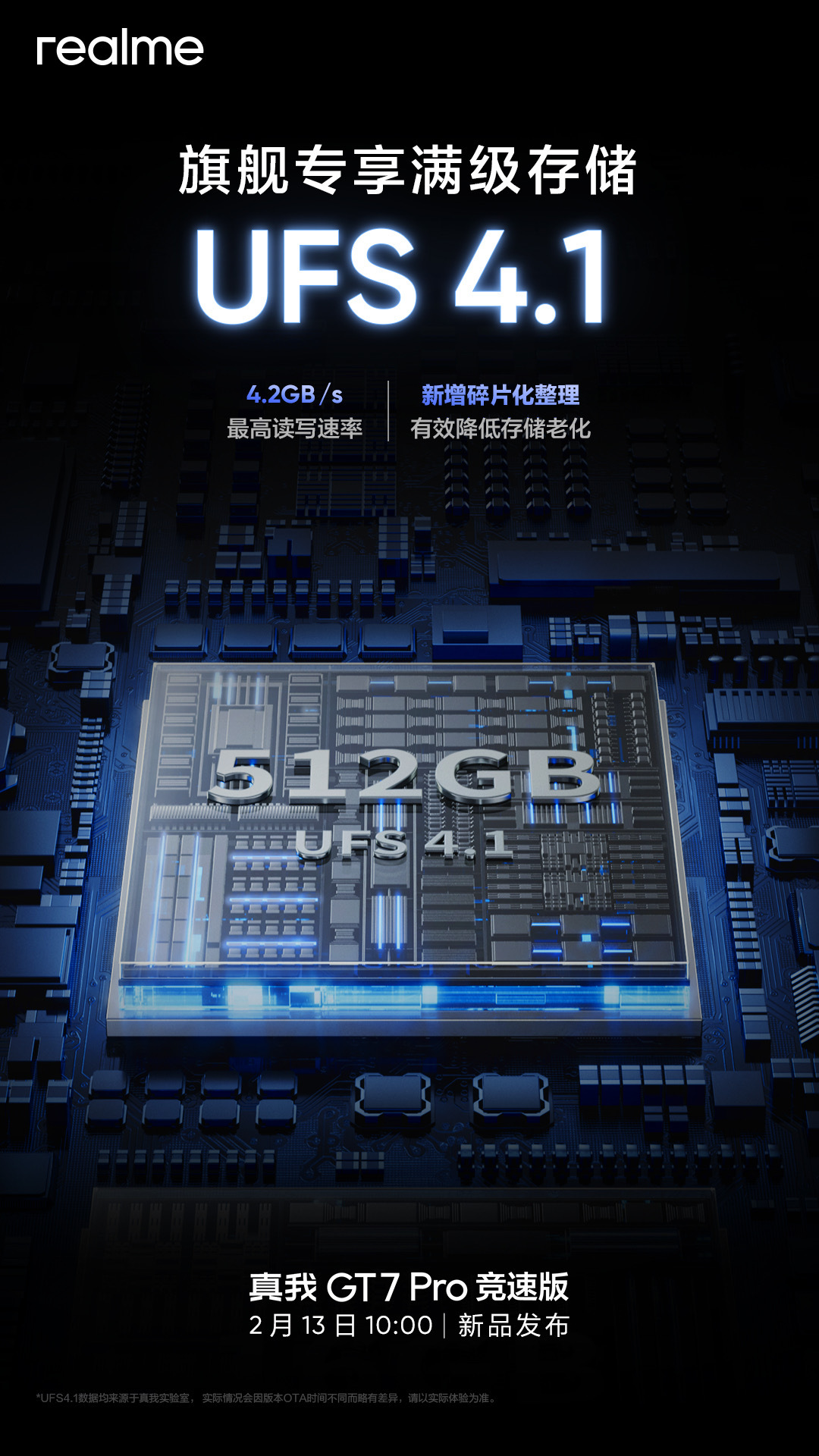 realme 真我 GT7 Pro 竞速版手机配备 6000nit 电竞苍穹屏、升级 UFS 4.1 闪存
