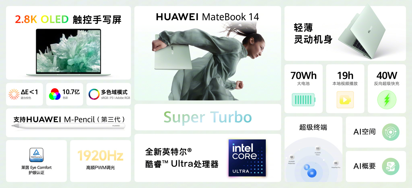 16G+1T 版 4883 元：华为 MateBook 14 轻薄本国补后新低（触控手写屏）