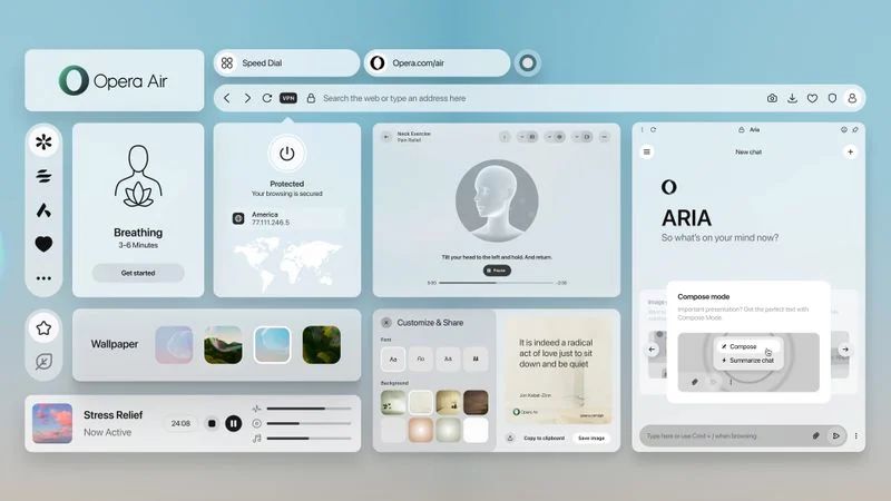 Opera Air 浏览器登场：融合冥想打造成你的专属网络禅修室，提升专注力