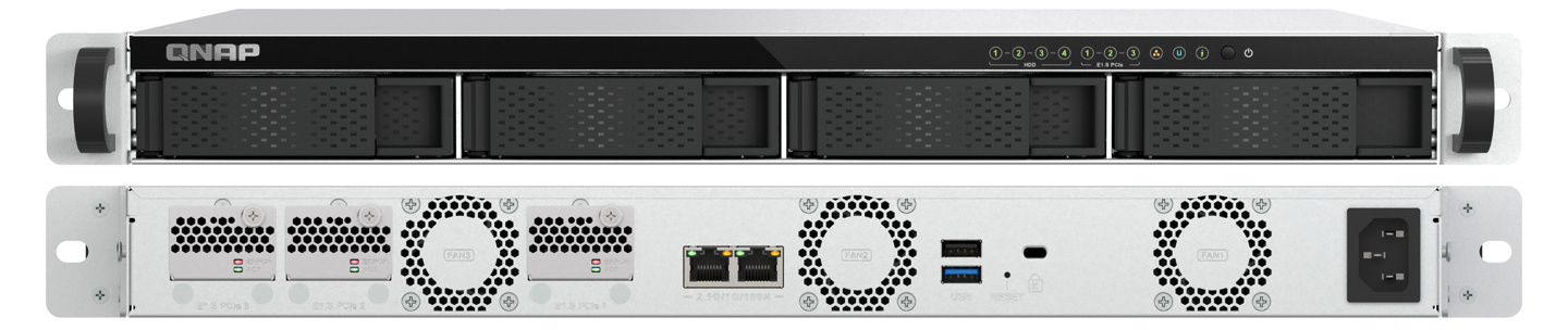 威联通推出 1U 短机箱机架式 NAS TS-h765eU：3.5 英寸盘位 ×4 + E1.S 盘位 ×3