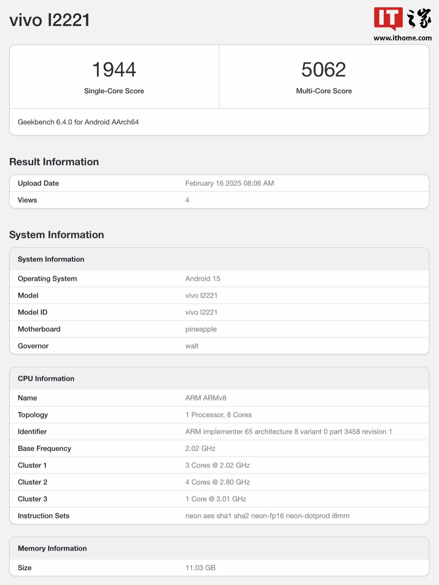 iQOO Neo 10R 手机现身 Geekbench：骁龙 8s Gen 3 + 12GB RAM