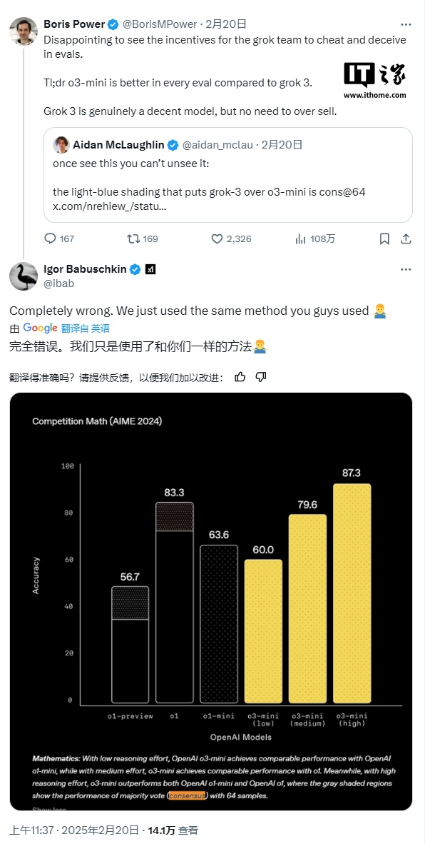 OpenAI 员工公开指责 xAI：Grok 3 基准测试结果具有误导性