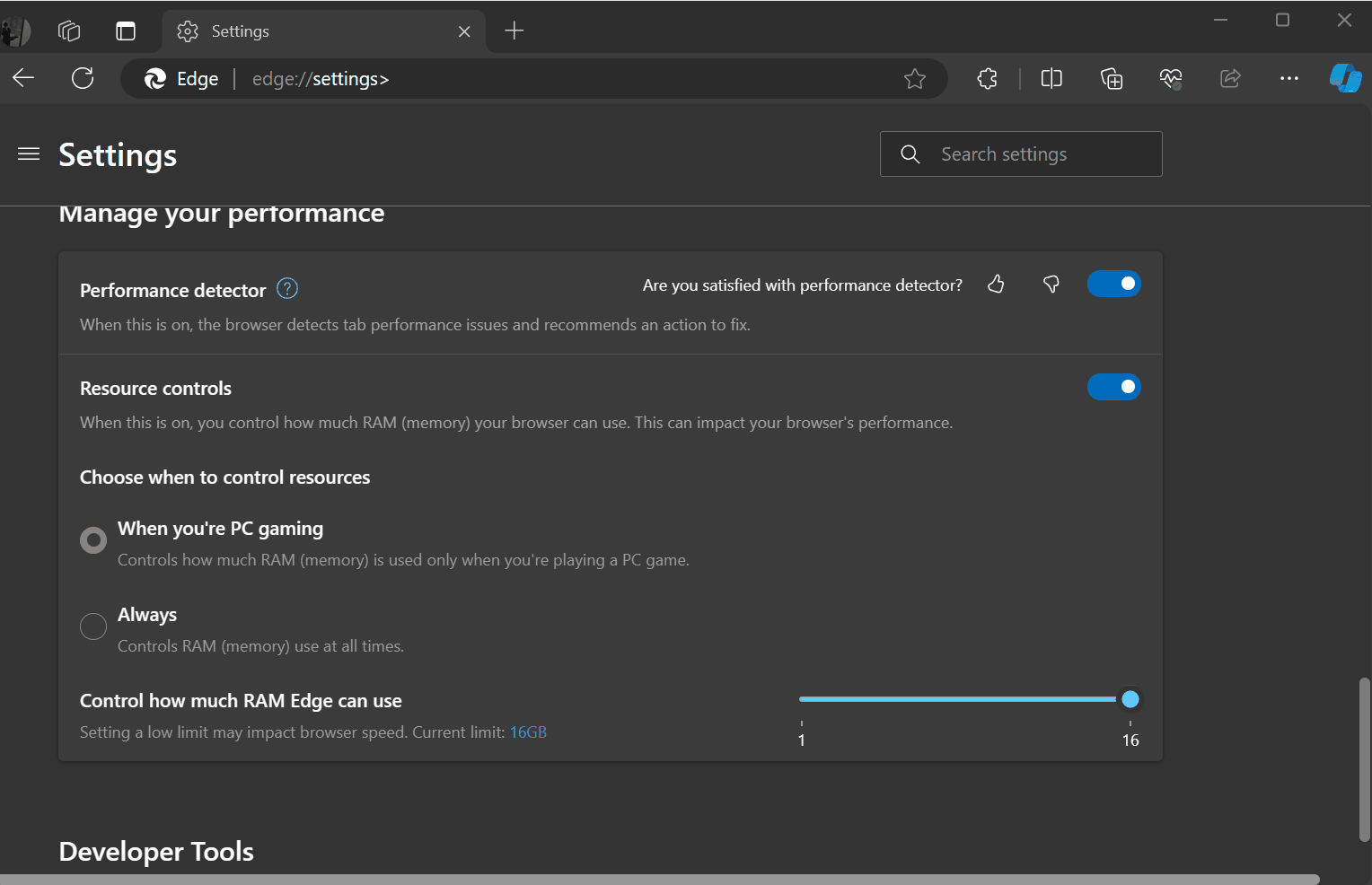 微软 Edge 浏览器稳定版上线资源控制，内存占用最低可限制 1GB