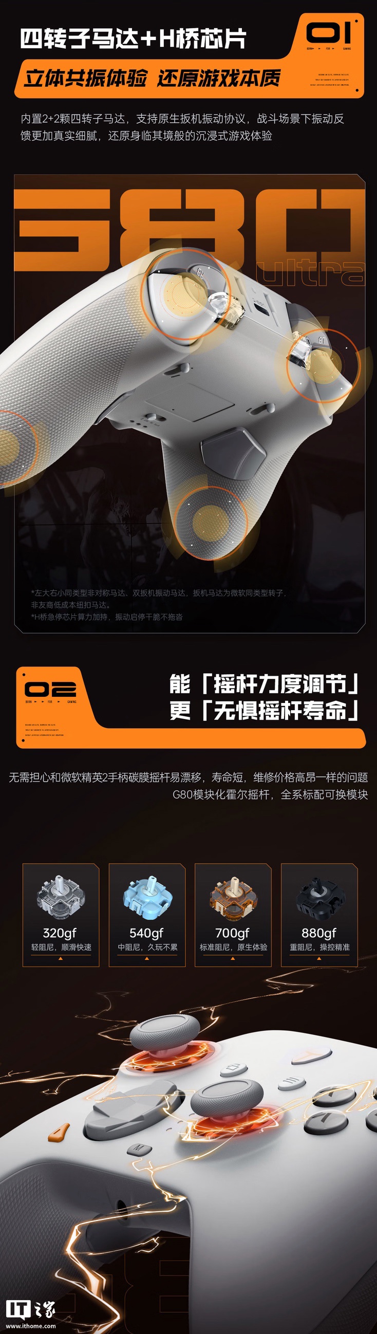 雷神推出 G80 Ultra 手柄：霍尔摇杆、四马达原生扳机震动、标配 RGB 底座，299 元