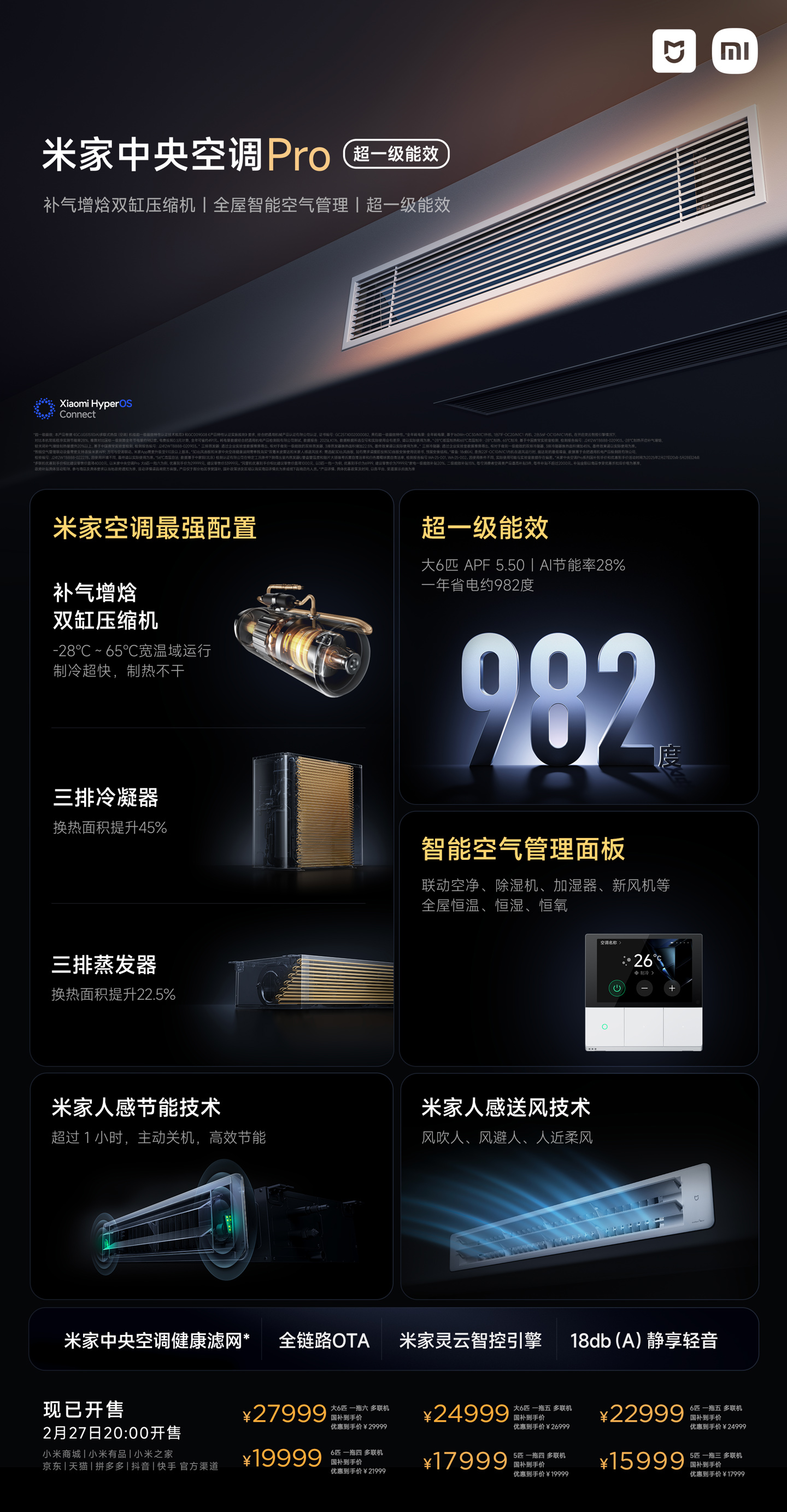 小米首款米家中央空调 Pro 发布：支持智能空气管理，顶配 29999 元