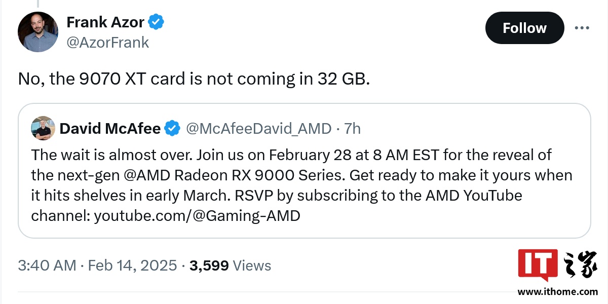 AMD 高管否认存在 RX 9070 XT 32GB 显卡，但消息称确有 NAVI 48 32GB 正在开发