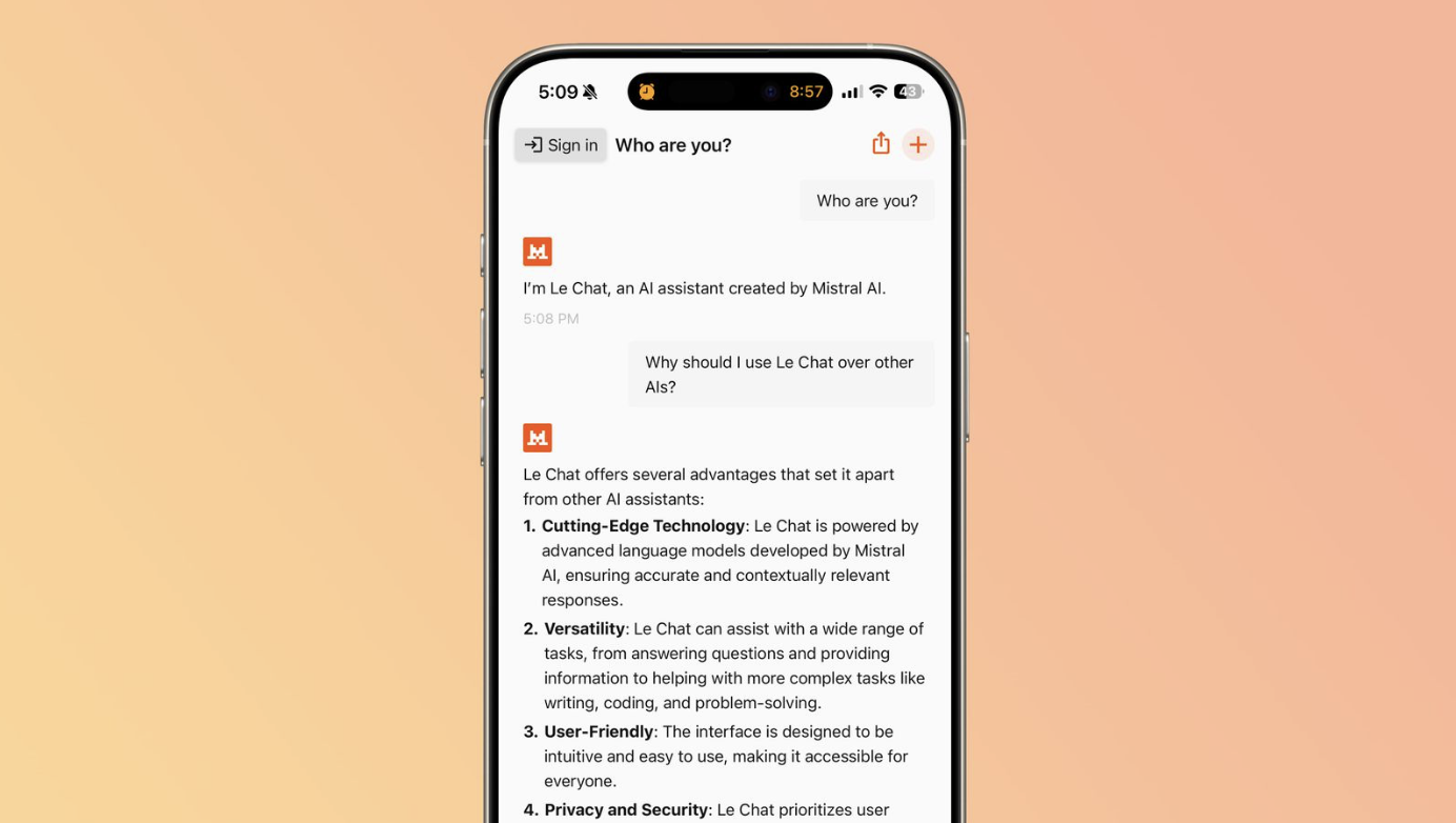 Mistral AI 推出“Le Chat”聊天机器人客户端：基础免费、Pro 订阅每月 14.99 美元