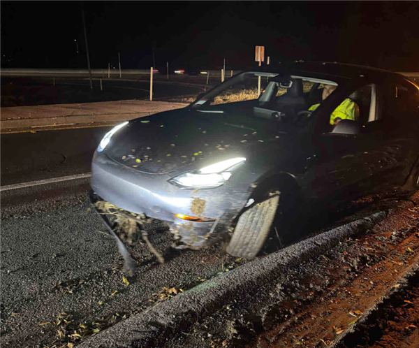 美国车友称特斯拉FSD撞车：弯道不减速 高速追尾皮卡