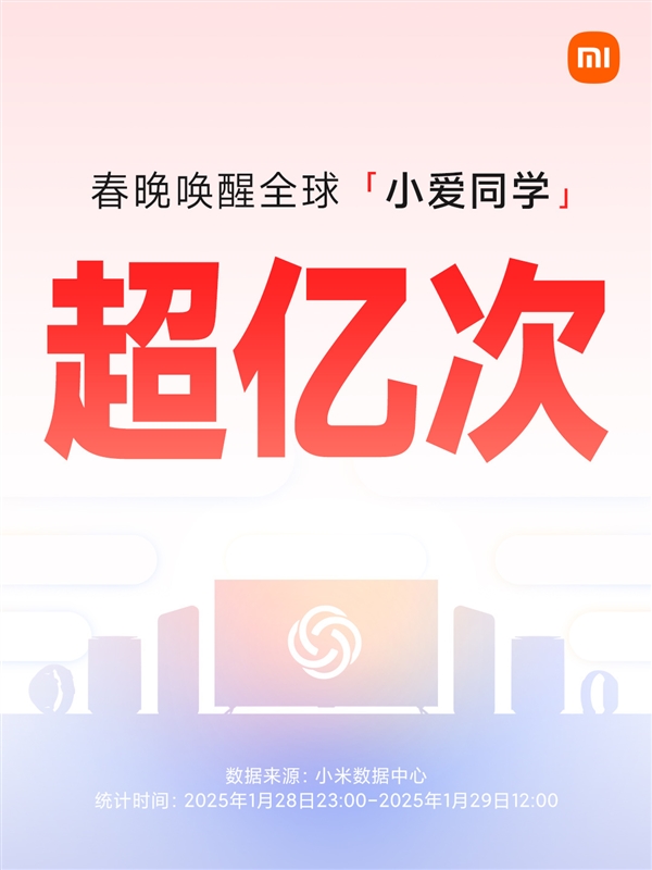 春晚小品呼唤小爱同学！小米：全球小爱同学被唤醒超亿次