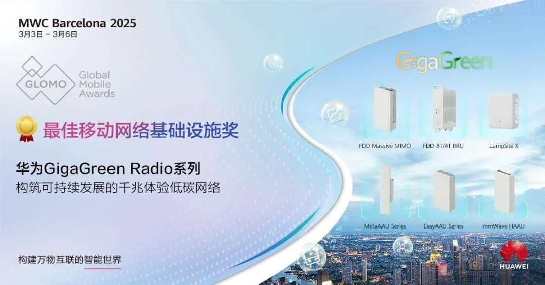 行业首次，华为无线在 MWC 2025 斩获八项 GLOMO 大奖