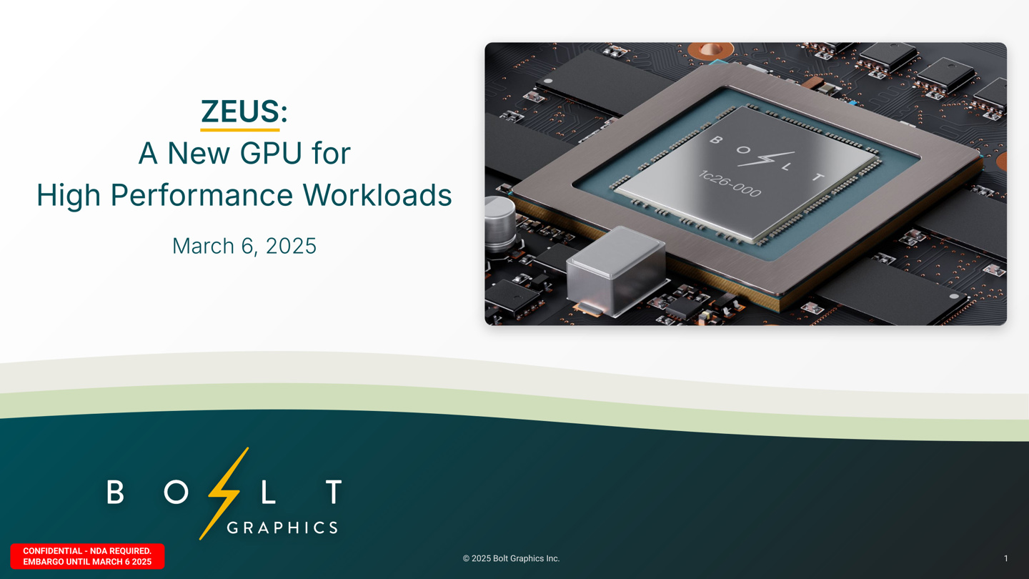 Bolt Graphics 推出 Zeus 系列 GPU：至高 2304GB 可扩展显存，原生 800GbE 以太网