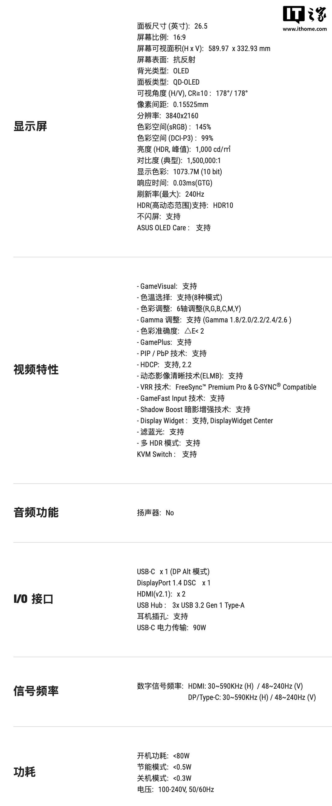 华硕“XG27UCDMG”26.5 英寸显示器上架：三星四代 4K 240Hz QD-OLED 面板，6499 元