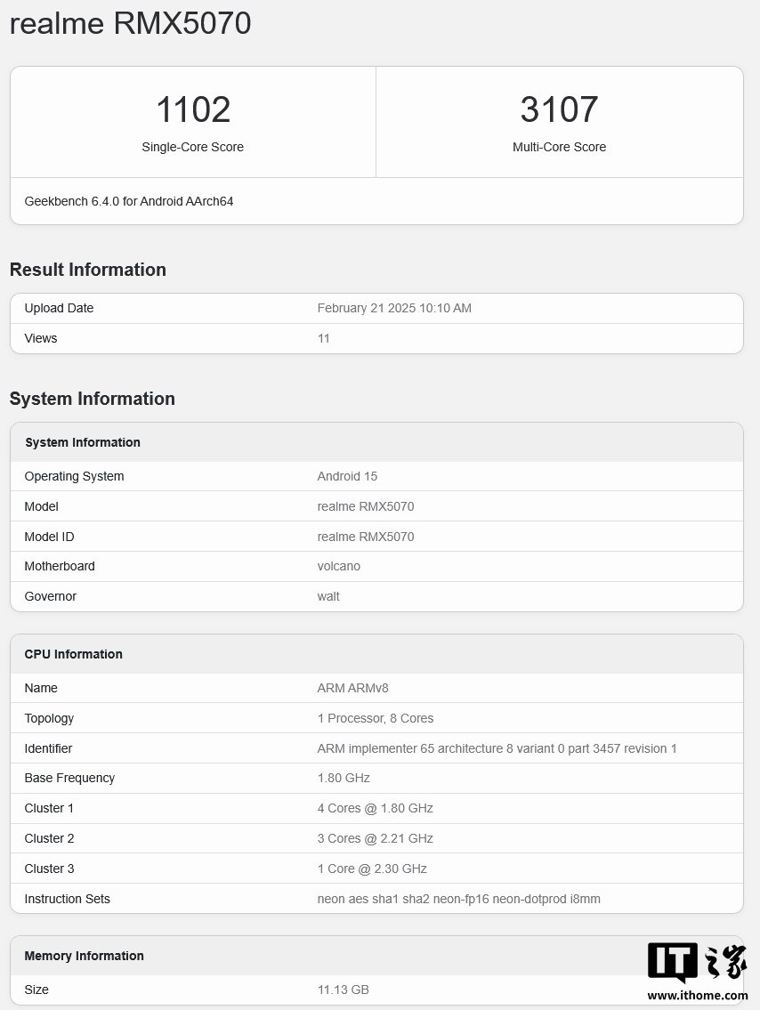 realme 14 5G 手机曝光：骁龙 6 Gen 4 芯片，6000mAh 电池 + 45W 充电