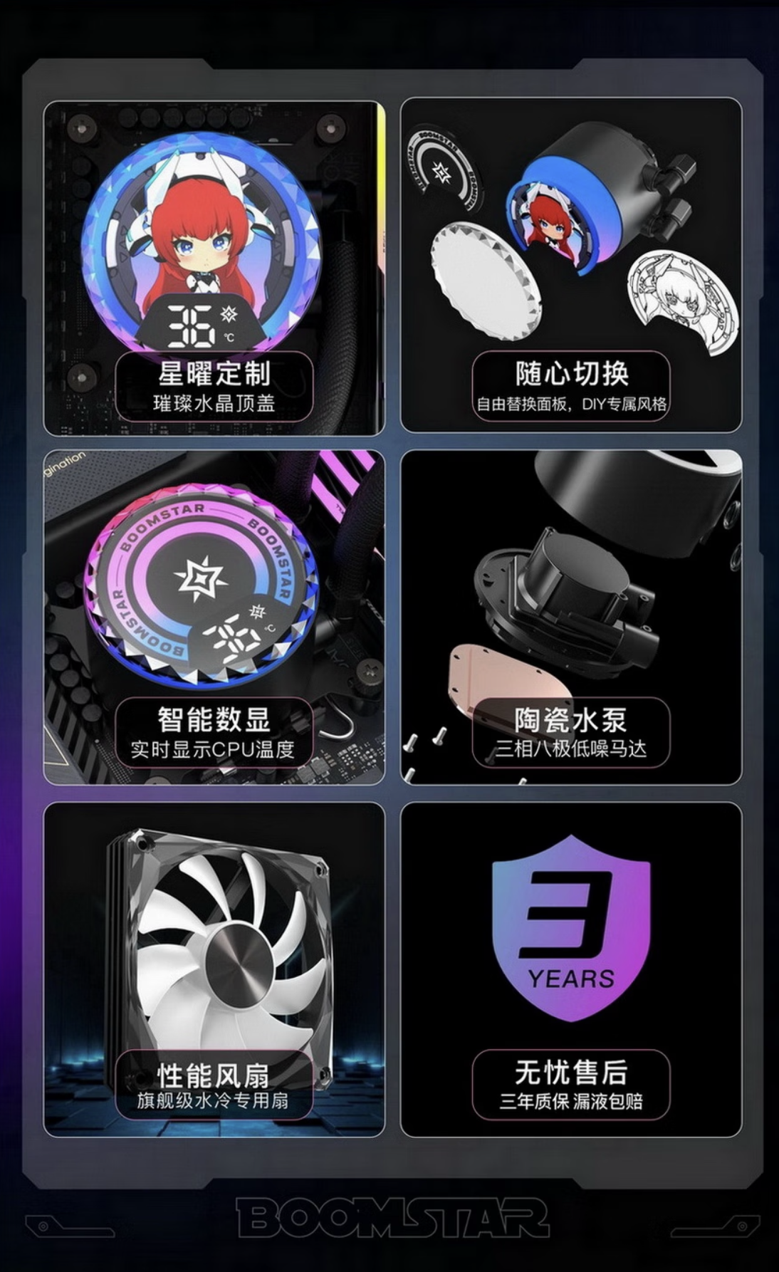 影驰星曜 B360 一体式水冷散热器首销：冷头二次元图案配数显，399 元